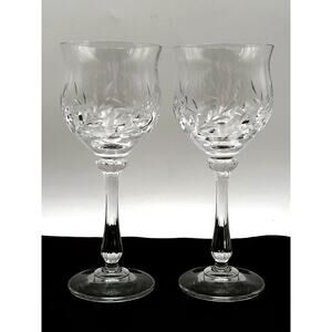 Mikasa Versailles Water Glasses Blown Glass Vintage Mikasa Clear Wine 7.25"